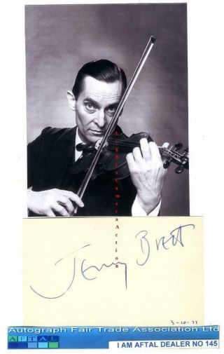 Jeremy Brett Vintage Signed Card Aftal 145