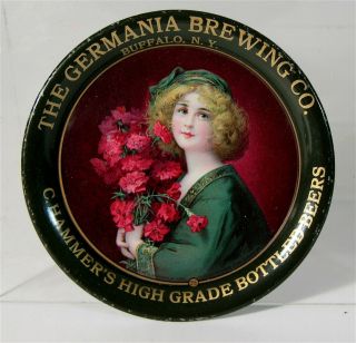 1908 Chammers Bottled Beer Tin Lithographed Advertising Tip Tray Woman