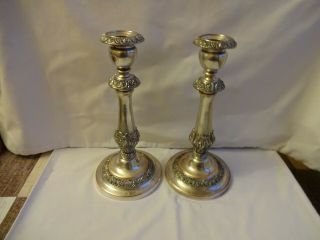 Antique Arts & Crafts Silver Plated On Copper Ornate Candlesticks 26 Cm