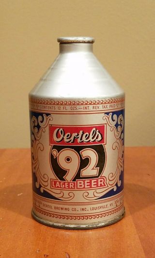 Indoor 1940s Oertels ‘92 Beer Crowntainer Cone Top (usbc 197 - 13) -