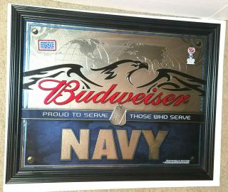 Budweiser United States Navy Mirror  Eagle And Dog Tags Beer Sign Man Cave