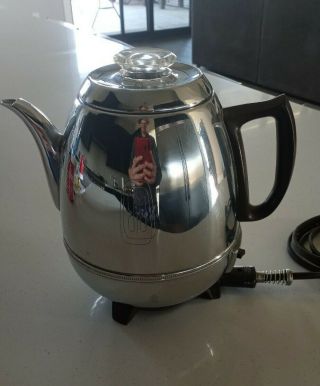 Vintage Ge General Electric Pot Belly Coffee Percolator Chrome 1950 