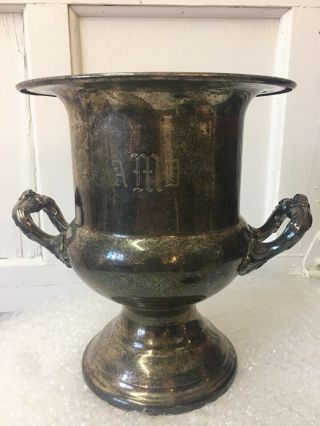 Vintage Silver Plate Champagne Wine Cooler Ice Bucket Trophy With Initials.