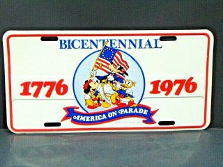Vintage Walt Disney Productions Bicentennial License Plate Advertising Sign