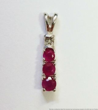 Vintage Solid White Gold Natural Ruby Diamond Pendant