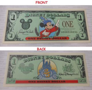 1997 Walt Disney World 25th - $1 Dollar Sorcerer Mickey Mouse Fantasia A Series
