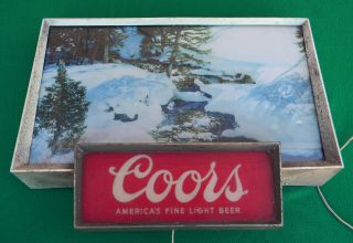 Vintage Coors Beer Moving Water Light Up Sign