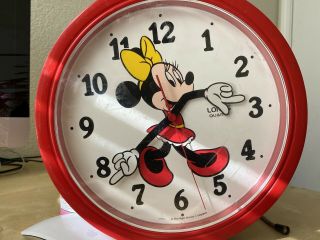 Vintage Lorus Quartz 10.  5 " Walt Disney Minnie Mouse Wall Clock Japan -