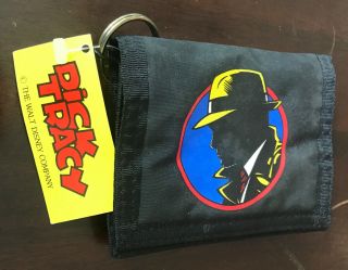 Dick Tracy Movie Logo Wallet Black Vintage 1990s Disney W/tag Key Ring
