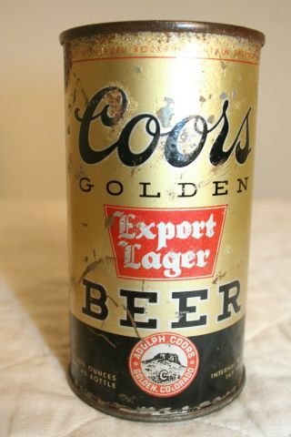 Coors Golden Export Lager Beer 12 Oz 1939 Irtp Flat Top Beer Can From Golden,  Co