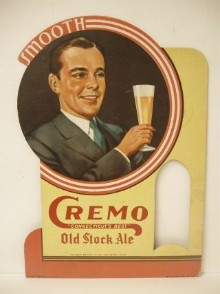 Vintage Cremo Old Stock Ale Cardboard Beer Sign Britain Connecticut