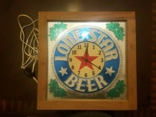 Vintage Lone Star Beer Lighted Punched Tin Clock -