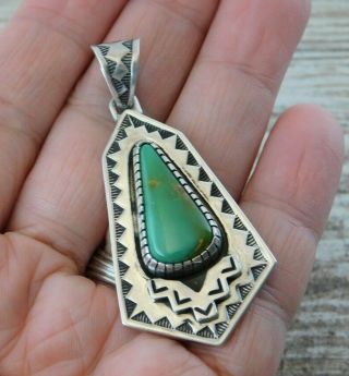 Vtg Old Pawn Navajo L A Willie Sterling Silver Kings Manassa Turquoise Pendant