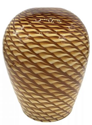 Vintage Amber/brown Swirl (murano) Art Glass Pendant Lamp Shade Mcm