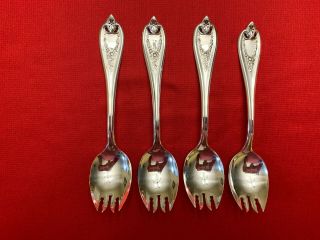 Old Colony 1847 Rogers Bros Silverplate Set Of 4 Custom Ice Cream Forks 1911