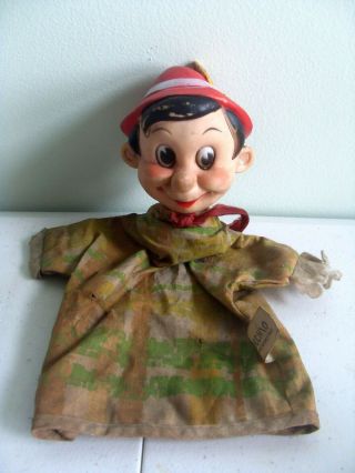 Vintage 1950s Pinocchio Hand Puppet - Walt Disney Prod.  - Gund Mfg.  Co.