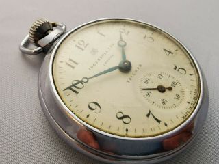 Vintage Chrome Ingersoll Ltd London Triumph Pocket Watch 3