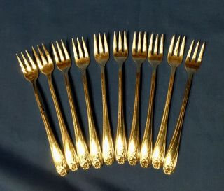 Ten Rogers Bros 1847 “daffodil” Silverplate Silver Plate (10) Cocktail Forks