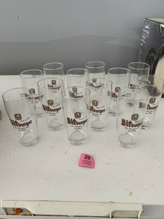 Set Of 12 Bitburger Brauerei Bitburg Bitte Ein Bit 0.  3l German Beer Glasses