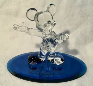 Disney Mickey Mouse Swarkovski Figurine By Arribas Bros On Blue Mirrow Base