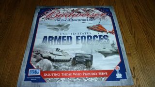 Budweiser United States Armed Forces Metal Sign Army Navy Air Force Marines Beer