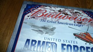 BUDWEISER UNITED STATES ARMED FORCES METAL SIGN ARMY NAVY AIR FORCE MARINES BEER 2