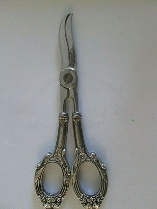 Vintage Sterling Silver Handle Grape Shears Scissors 7 ".  Italy