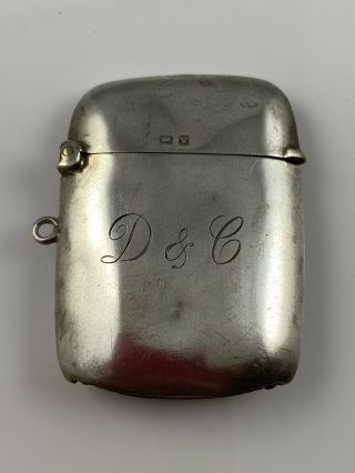 Hallmarked Silver Vesta Case Match Safe.  Birmingham,  1920,  Rollason Brothers