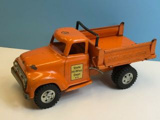 Vintage 1957 Tonka Hi - Way Side Hydraulic Dump Truck 44 Orange