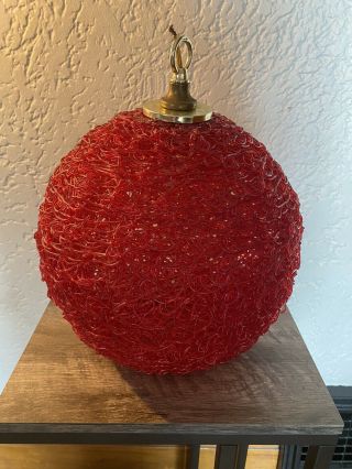 Vintage Mid Century Modern Lucite Spaghetti Swag Lamp Shade,  Red