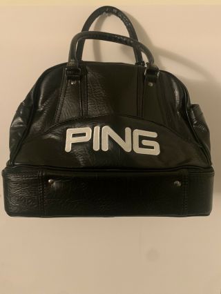 Vintage Ping Faux Leather Golf Accessories Shoe Bag Tote Carry Duffle Perfect