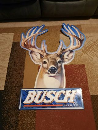Busch Beer Metal Signs Deer Buck Bass Fishing Hunting Mancave Garage