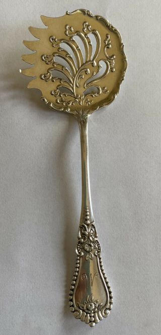 Antique Sterling Silver Cucumber Or Macaroni Server With Saw Edge Monogrammed