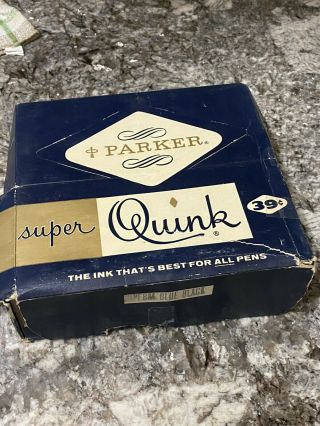 Unique Case Vintage Parker Quink Ink Bottle (triangle) Cobalt 9 Individual