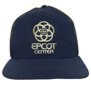 Vtg Epcot Center Hat Walt Disney World Logo Mesh Snap Back Trucker Baseball Cap