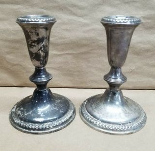 Vintage Set Empire Sterling Silver 378 Weighted Candlestick Candle Holders