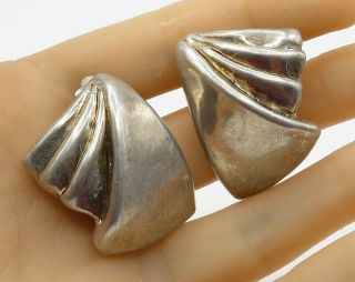 Bat Ami Israel 925 Sterling Silver - Vintage Leveled Art Deco Earrings - E1791