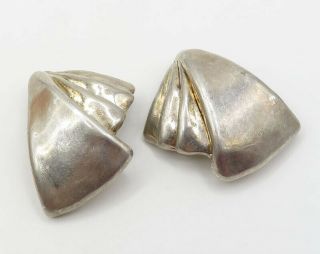 BAT AMI ISRAEL 925 Sterling Silver - Vintage Leveled Art Deco Earrings - E1791 3