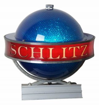 1960s Schlitz Rotating Beer Globe Bar Light Desktop Red Blue Hammer Bros Inc