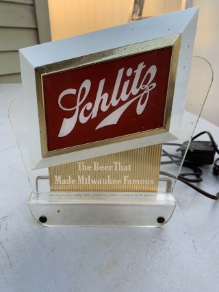 Schlitz Lighted Cash Register Topper Beer Sign Bar 1951 Vintage Brewery Light T1