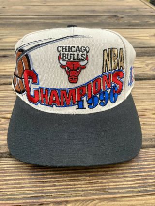 Vintage 90’s Logo Athletic Snapback Chicago Bulls 1996 Nba Championship Hat Cap
