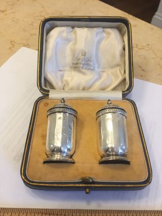 Antique Sterling Silver Brook And Son Boxed Salt And Pepper