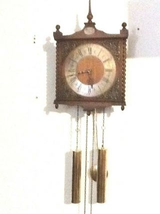 Vintage Linden Tempus Fugit Weight Driven Chime Pendulum Wall Clock
