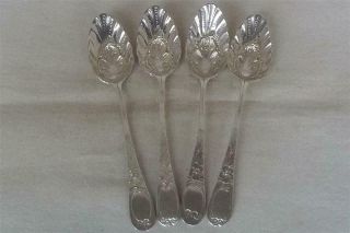 Antique Set Of Four Solid Sterling Silver George Iii Berry Spoons London 1807.