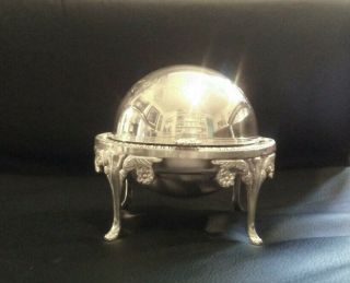 Silver - Plate Roll - Top Caviar/butter Dish,  Silver On Brass,  English,  1910 - 1920