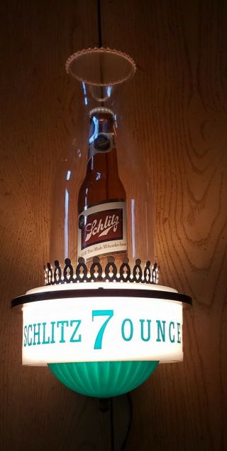 Vintage 1959 7oz.  Schlitz Beer Bar Light Sign Bottle