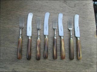 Vintage Pw Mergenbaum Coln Germany 8 - Pc.  4 Knife 4 Fork Hand - Forged Tableware Set