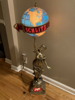 Schlitz Beer Lady Lamp Light Globe 46” and Instructions 2