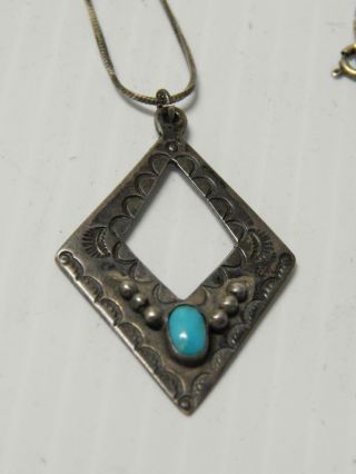 Fred Harvey Vintage Navajo Ingot Sterling Silver Turquoise Necklace