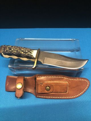 Vintage Schrade Knife Made In Usa 171uh Uncle Henry 10 " Knife W/ Leather Sheath
